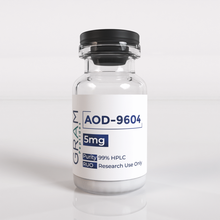 AOD-9604 peptide vial by GRAM Peptides – research peptide for fat metabolism, weight management, and recovery studies