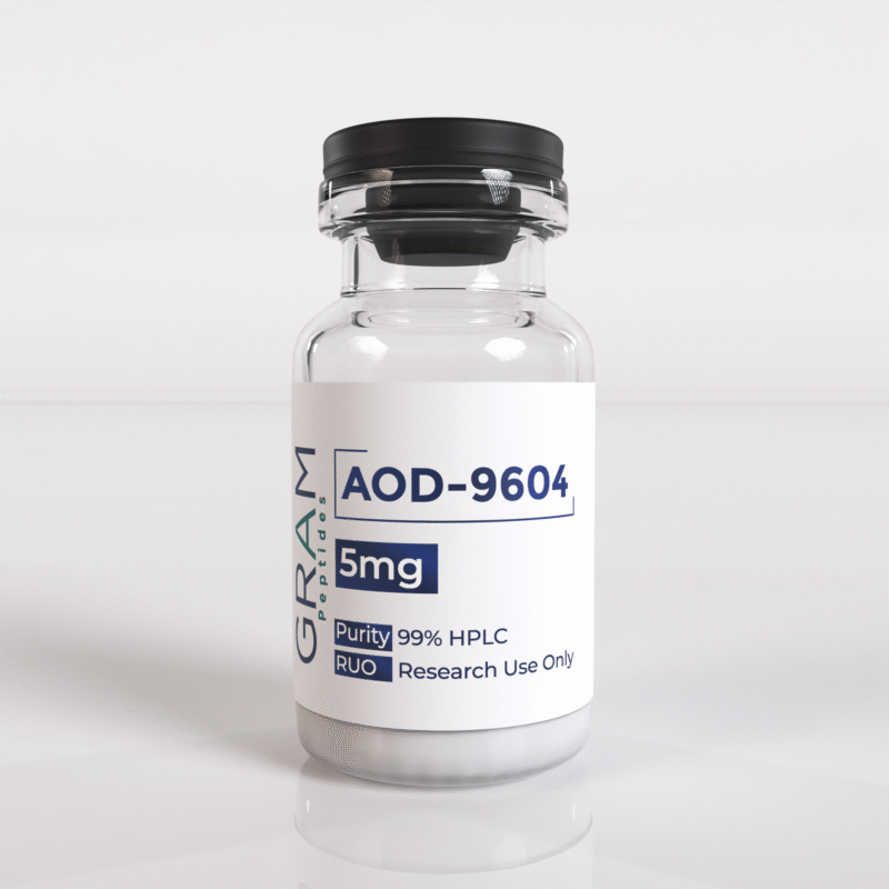 AOD-9604 peptide vial by GRAM Peptides – research peptide for fat metabolism, weight management, and recovery studies