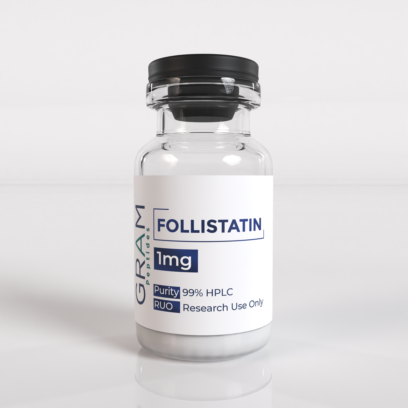Follistatin peptide vial by GRAM Peptides – research peptide for muscle growth, myostatin inhibition, and recovery studies