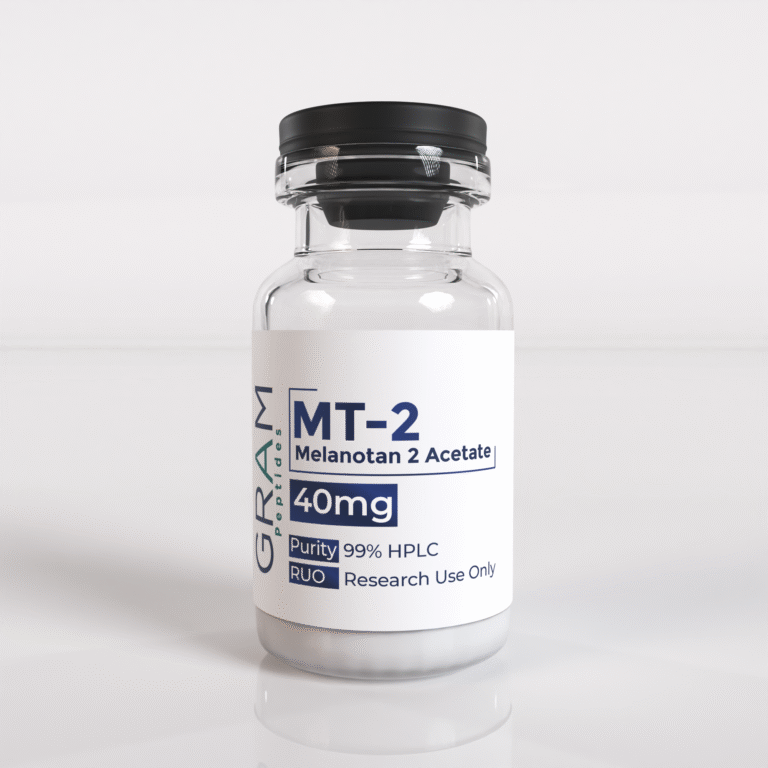 MT-2 peptide vial by GRAM Peptides – research peptide for melanin stimulation, tanning, and photoprotection studies