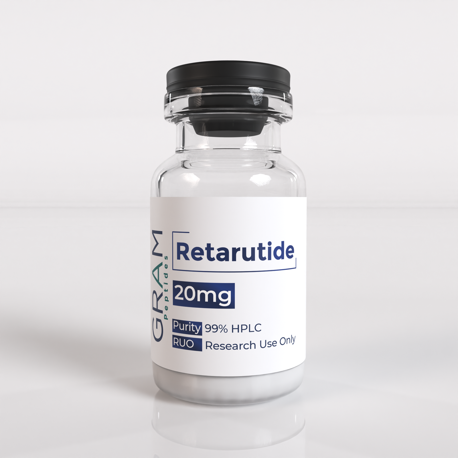 Retatrutide peptide vial by GRAM Peptides – research peptide for metabolic, glucose, and weight-management studies