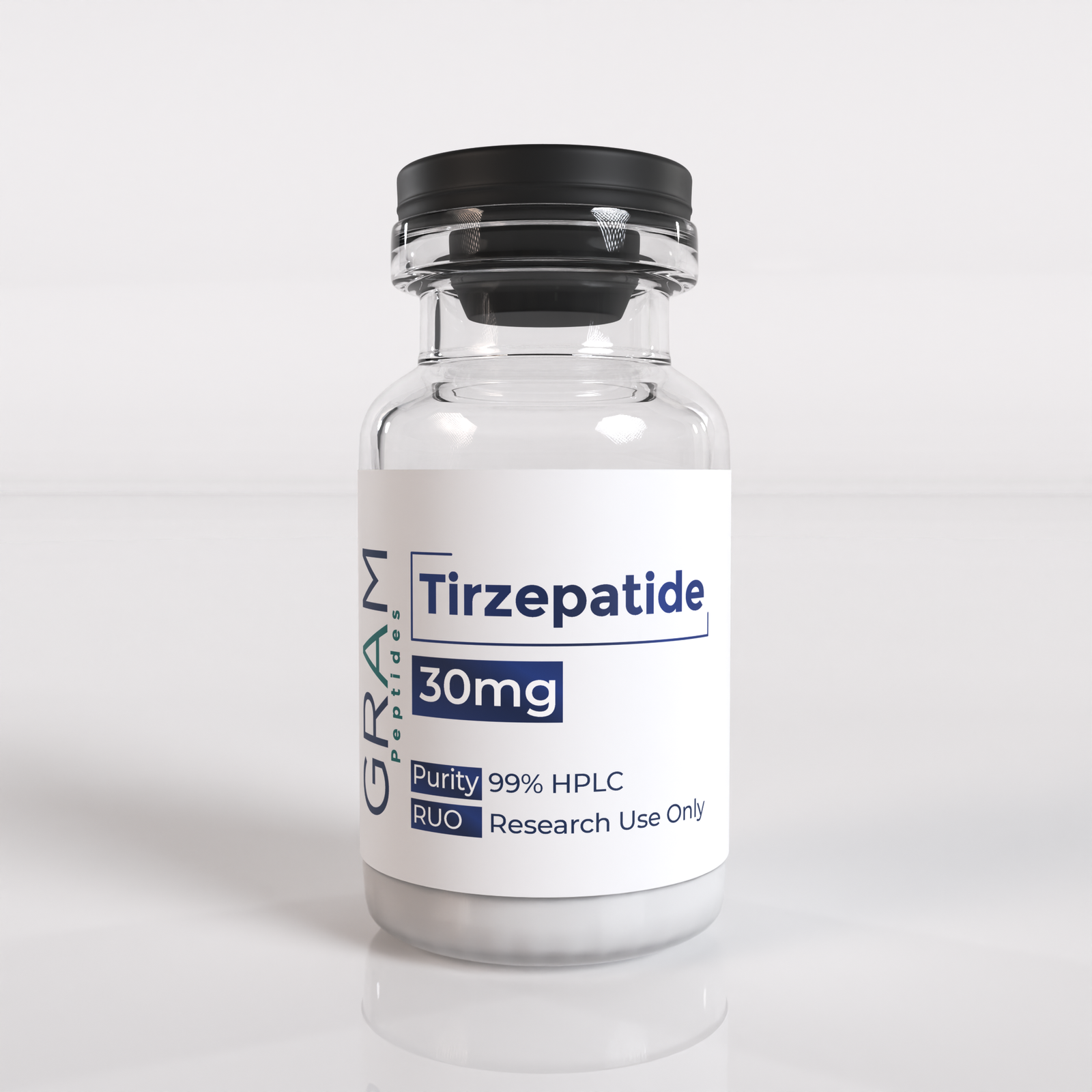 Tirzepatide peptide vial by GRAM Peptides – research peptide for metabolic and weight management studies